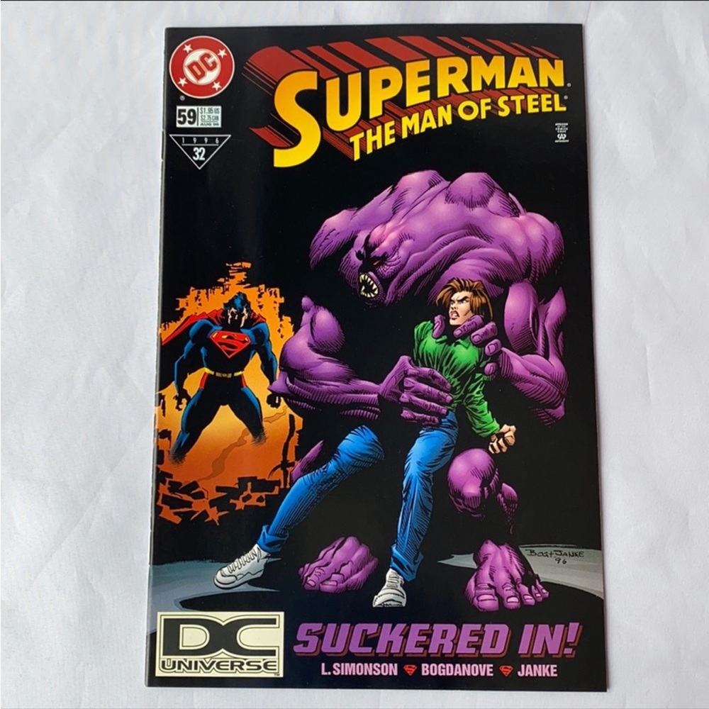 Superman The Man of Steel No 59 Aug '96, DC Comics Vintage DC Universe UPC Logo